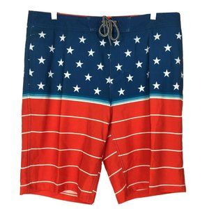 Goodfellow 33 Shorts Board Swim American Flag USA Red Blue Star Target Inseam 10